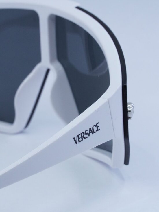Versace VE4461 314/87 Shield Sunglasses – White/Grey with Mirror Silver Clip-on main image 12